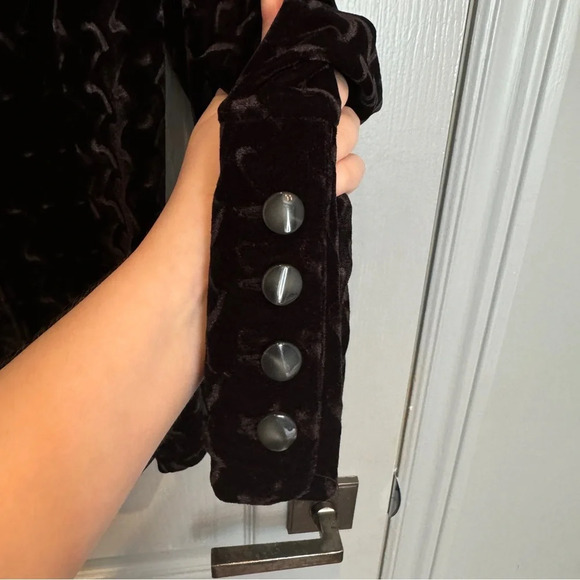 VTG Amnesia Paris Crushed Velvet Jacket Size 2 Black Whimsigoth Fairy Witchy 90s - Picture 8 of 13